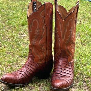 Vintage Larry Maham Caiman Crocodile Men’s Size 8D Boots 7334 Bicentennial 076